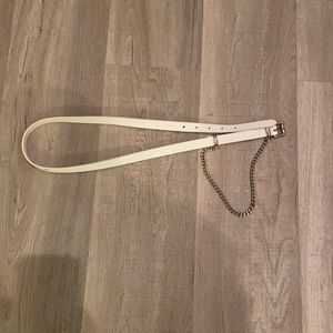 Skinny White Belt with chain attached